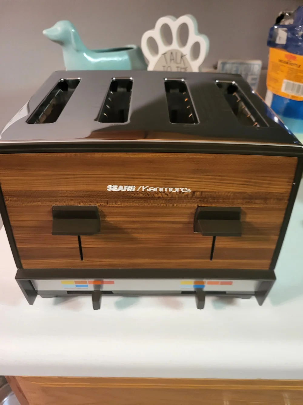 Sears Kenmore 4-Slot Toaster in Woodgrain and Black Vintage